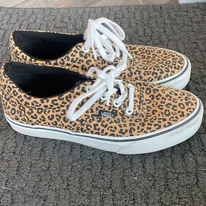 Vans Women's Tan and Black Leopard Sneakers